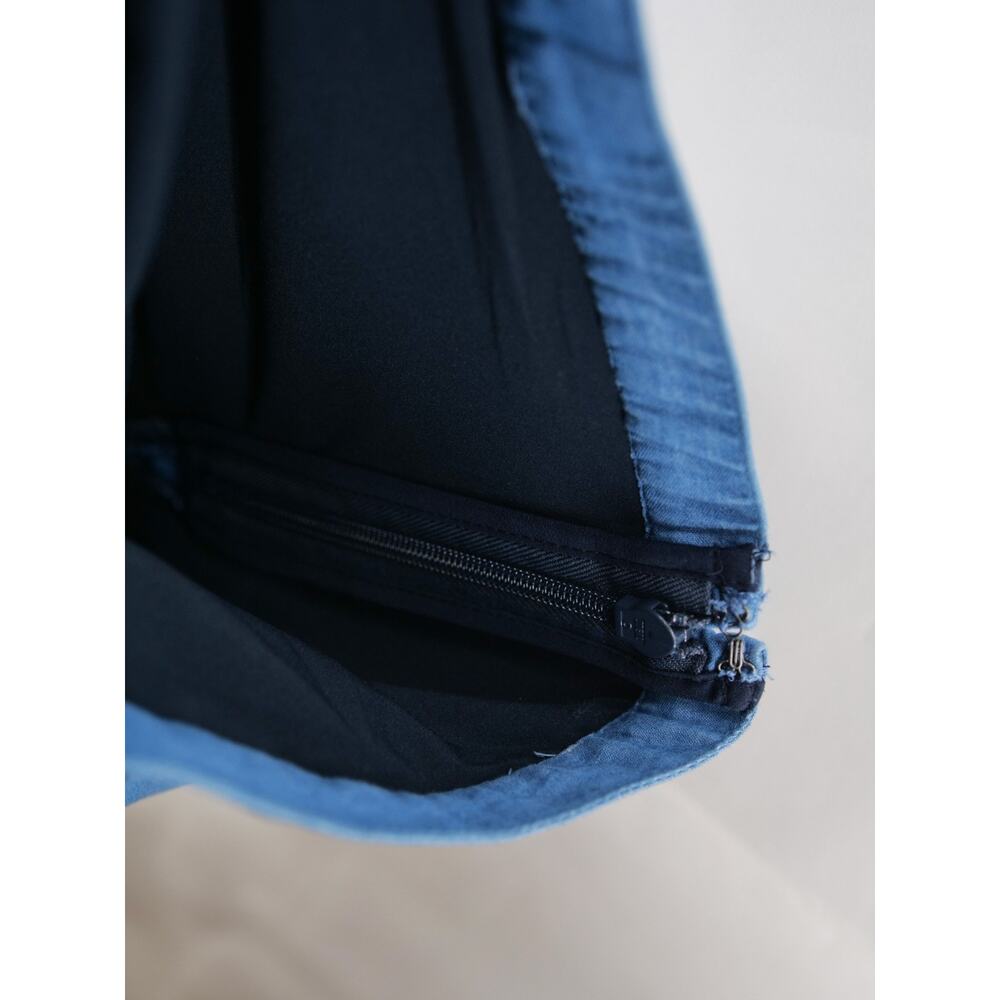 Hollister Women's XL Blue Bubble Hem Chambray Skirt Gathered Elastic Waist Mini - Picture 4 of 8